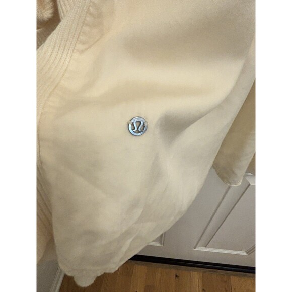 Lululemon Still At Ease Wrap M Ivory Cashmere Blend duster open Cardigan Sweater - Picture 5 of 9
